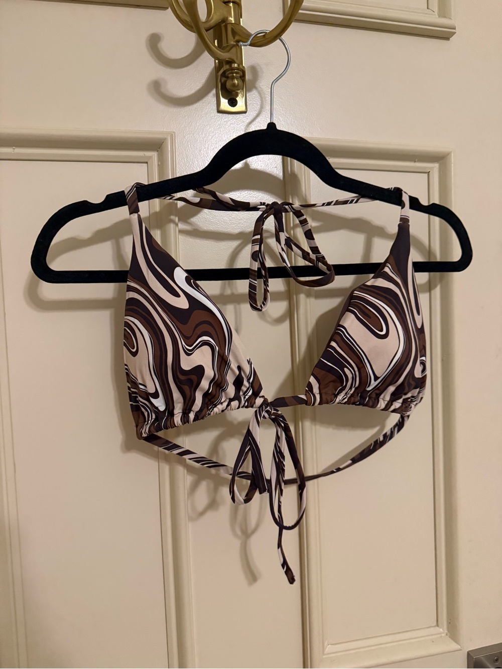 Blackbough Brown & Cream Swirl Triangle Bikini Top